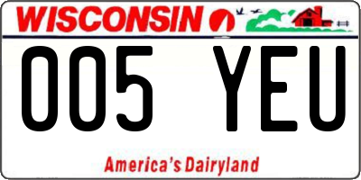 WI license plate 005YEU