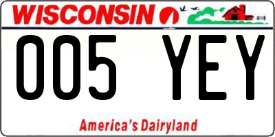 WI license plate 005YEY