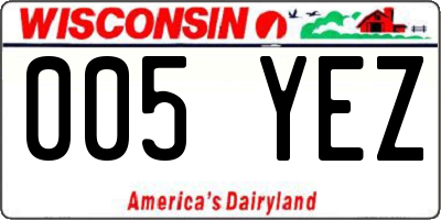 WI license plate 005YEZ