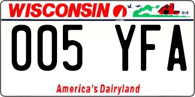 WI license plate 005YFA