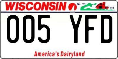 WI license plate 005YFD