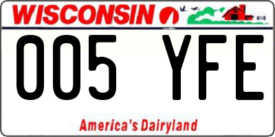 WI license plate 005YFE