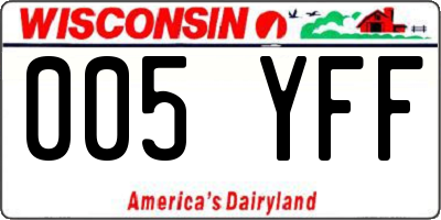 WI license plate 005YFF