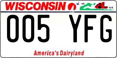WI license plate 005YFG
