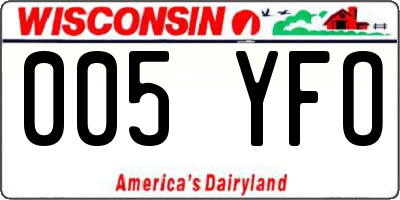 WI license plate 005YFO