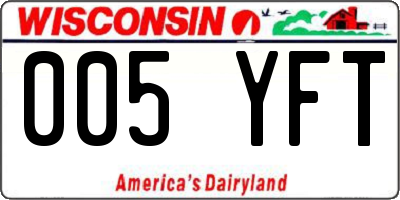 WI license plate 005YFT
