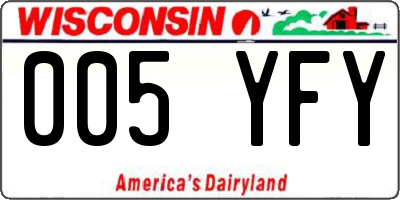 WI license plate 005YFY