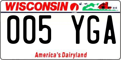WI license plate 005YGA