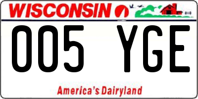 WI license plate 005YGE