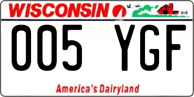WI license plate 005YGF