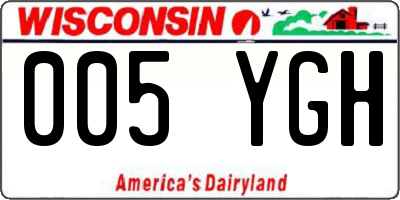 WI license plate 005YGH