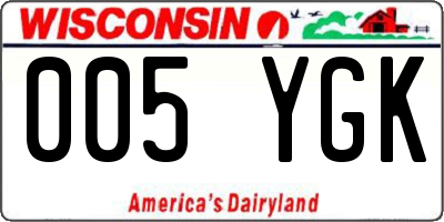 WI license plate 005YGK