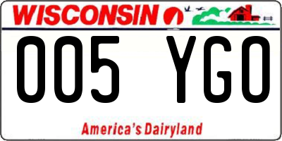 WI license plate 005YGO