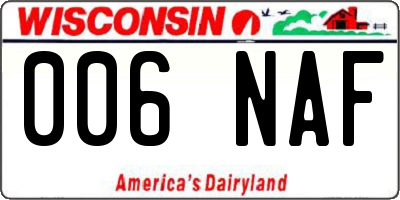 WI license plate 006NAF