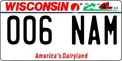 WI license plate 006NAM