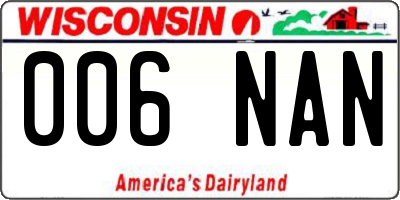 WI license plate 006NAN