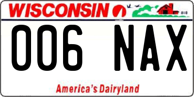 WI license plate 006NAX