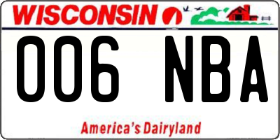 WI license plate 006NBA