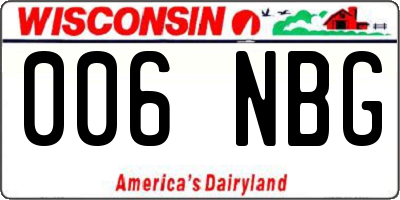 WI license plate 006NBG