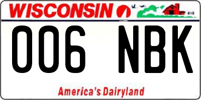 WI license plate 006NBK