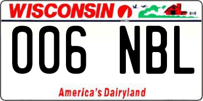 WI license plate 006NBL