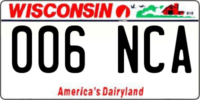 WI license plate 006NCA