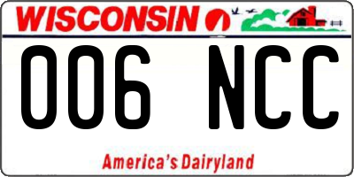 WI license plate 006NCC