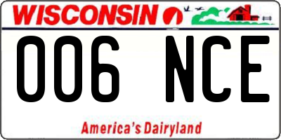 WI license plate 006NCE