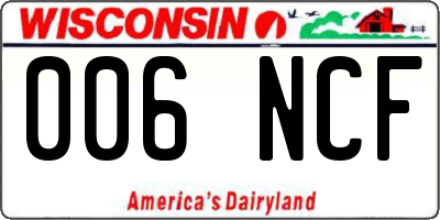 WI license plate 006NCF