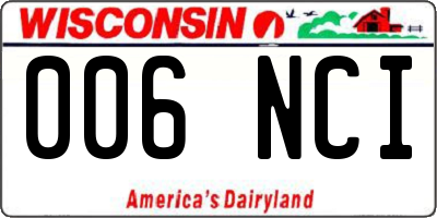 WI license plate 006NCI