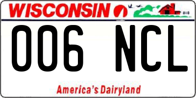 WI license plate 006NCL