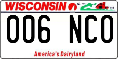 WI license plate 006NCO