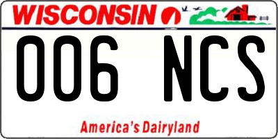 WI license plate 006NCS