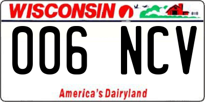 WI license plate 006NCV