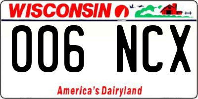 WI license plate 006NCX