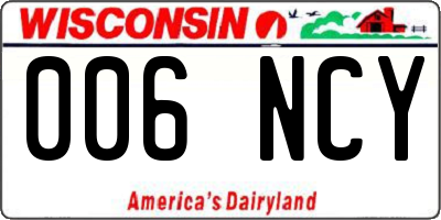 WI license plate 006NCY