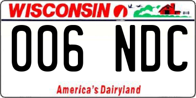 WI license plate 006NDC