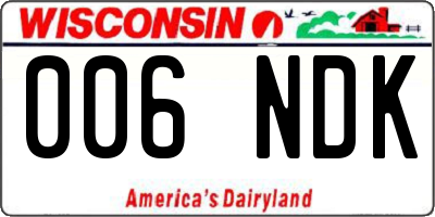 WI license plate 006NDK
