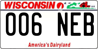 WI license plate 006NEB