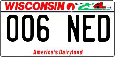 WI license plate 006NED