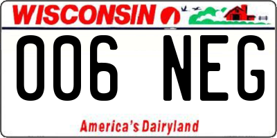 WI license plate 006NEG
