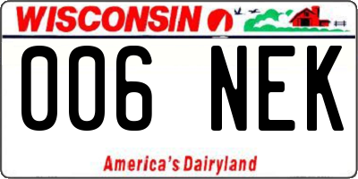 WI license plate 006NEK