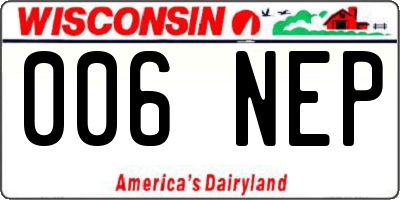 WI license plate 006NEP