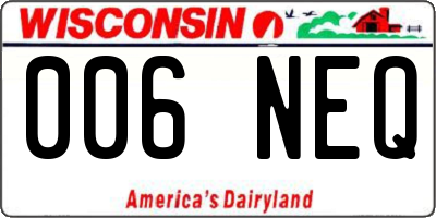 WI license plate 006NEQ
