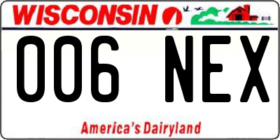 WI license plate 006NEX