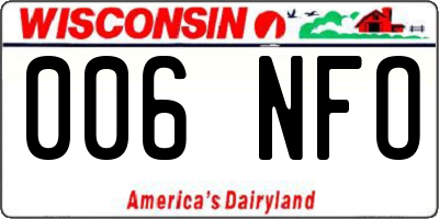 WI license plate 006NFO