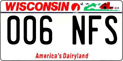 WI license plate 006NFS