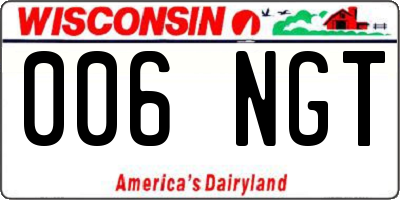 WI license plate 006NGT