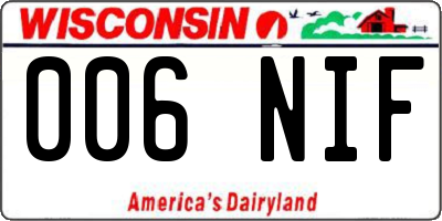 WI license plate 006NIF
