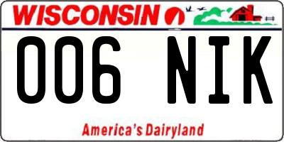 WI license plate 006NIK